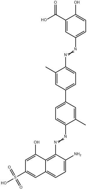 5-[[4'-[(2-amino-8-hydroxy-6-sulphonaphthalen-1-yl)azo]-3,3'-dimethyl[1,1'-biphenyl]-4-yl]azo]salicylic acid 结构式