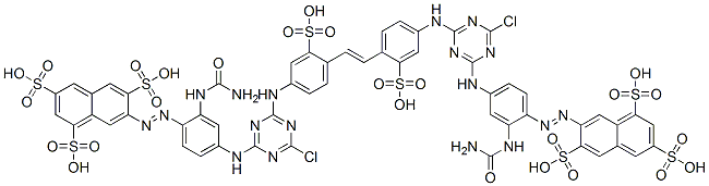 7,7'-[vinylenebis[(3-sulpho-4,1-phenylene)imino(6-chloro-1,3,5-triazine-4,2-diyl)imino[2-[(aminocarbonyl)amino]-4,1-phenylene]azo]]bisnaphthalene-1,3,6-trisulphonic acid 结构式