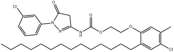 2-(4-chloro-5-methyl-2-tetradecylphenoxy)ethyl [1-(3-chlorophenyl)-4,5-dihydro-5-oxo-1H-pyrazol-3-yl]carbamate,94087-60-2,结构式