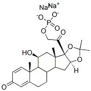 りん酸11β,21-ジヒドロキシ-16α,17-[(1-メチルエチリデン)ビス(オキシ)]-3,20-ジオキソプレグナ-1,4-ジエン-21-イル=ジナトリウム 化学構造式