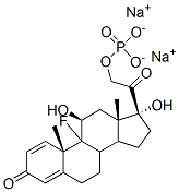 Pregna-1,4-diene-3,20-dione, 9-fluoro-11,17-dihydroxy-21-(phosphonooxy)-, disodium salt, (11beta)-,94088-00-3,结构式