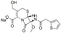 sodium (6R-cis)-3-(hydroxymethyl)-7-methoxy-8-oxo-7-(2-thienylacetamido)-5-thia-1-azabicyclo[4.2.0]oct-2-ene-2-carboxylate  Structure