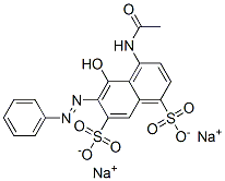 4-(アセチルアミノ)-5-ヒドロキシ-6-(フェニルアゾ)-1,7-ナフタレンジスルホン酸ジナトリウム 化学構造式