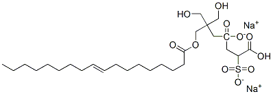 disodium 4-[2,2-bis(hydroxymethyl)-3-[(1-oxooctadec-9-enyl)oxy]propyl] 2-sulphonatosuccinate Struktur
