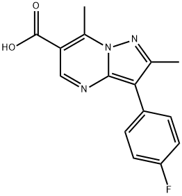 3-(4-FLUOROPHENYL)-2,7-DIMETHYL-PYRAZOLO[1,5-A]PYRIMIDINE-6-CARBOXYLIC ACID 化学構造式