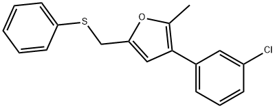 3-(3-CHLORO-PHENYL)-2-METHYL-5-PHENYLSULFANYLMETHYL-FURAN 结构式