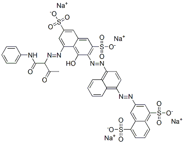 tetrasodium 3-[[4-[[8-[[1-[(anilino)carbonyl]-2-oxopropyl]azo]-1-hydroxy-3,6-disulphonato-2-naphthyl]azo]naphthyl]azo]naphthalene-1,5-disulphonate 结构式