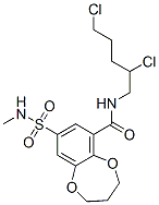 N-(2,5-ジクロロペンチル)-3,4-ジヒドロ-8-[(メチルアミノ)スルホニル]-2H-1,5-ベンゾジオキセピン-6-カルボアミド 化学構造式