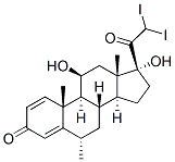 11beta,17-dihydroxy-21,21-diiodo-6alpha-methylpregna-1,4-diene-3,20-dione Struktur