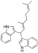 3,3'-(3,7-ジメチル-2,6-オクタジエニリデン)ビス(1H-インドール) 化学構造式
