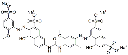 tetrasodium 4-hydroxy-5-[[4-[[[[5-hydroxy-6-[(2-methoxy-5-sulphonatophenyl)azo]-7-sulphonato-2-naphthyl]amino]carbonyl]amino]-5-methoxy-o-tolyl]azo]naphthalene-2,7-disulphonate Struktur