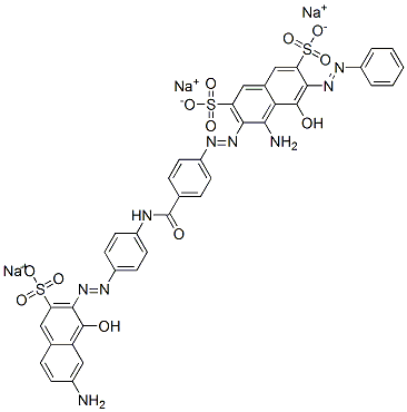 4-アミノ-3-[4-[4-[7-アミノ-1-ヒドロキシ-3-(ソジオスルホ)-2-ナフタレニルアゾ]フェニルアミノカルボニル]フェニルアゾ]-5-ヒドロキシ-6-(フェニルアゾ)-2,7-ナフタレンジスルホン酸ジナトリウム 化学構造式