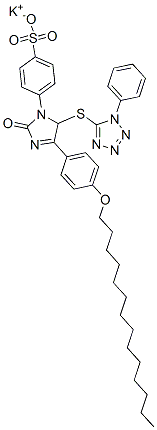 4-[[2,5-ジヒドロ-2-オキソ-5-[(1-フェニル-1H-テトラゾール-5-イル)チオ]-4-[4-(テトラデシルオキシ)フェニル]-1H-イミダゾール]-1-イル]ベンゼンスルホン酸カリウム 化学構造式