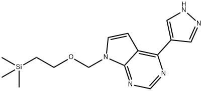 4-(1H-Pyrazol-4-yl)-7-((2-(trimethylsilyl)ethoxy)methyl)-7H-pyrrolo[2,3-d]pyrimidine Struktur