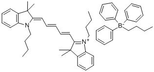 1-BUTYL-2-[5-(1-BUTYL-1,3-DIHYDRO-3,3-DIMETHYL-2H-INDOL-2-YLIDENE)-PENTA-1,3-DIENYL]-3,3-DIMETHYL-3H-INDOLIUM BUTYLTRIPHENYLBORATE 化学構造式