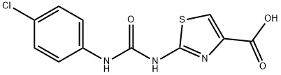 2-({[(4-Chlorophenyl)amino]carbonyl}amino)-1,3-thiazole-4-carboxylic acid 化学構造式