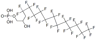 りん酸二水素2-ヒドロキシ-4,4,5,5,6,6,7,7,8,8,9,9,10,10,11,11,12,12,13,13,14,14,15,15,15-ペンタコサフルオロペンタデシル 化学構造式