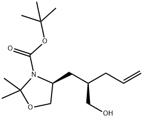 3-Oxazolidinecarboxylic acid, 4-[(2R)-2-(hydroxyMethyl)-4-penten-1-yl]-2,2-diMethyl-, 1,1-diMethylethyl ester, (4S)- Struktur