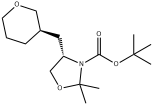 3-Oxazolidinecarboxylic acid, 2,2-diMethyl-4-[[(3R)-tetrahydro-2H-pyran-3-yl]Methyl]-, 1,1-diMethylethyl ester, (4S)- Structure