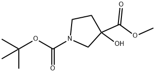 1-Boc-3-hydroxy-3-pyrrolidinedicarboxylic acid Methyl ester Structure