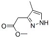 1H-Pyrazole-3-acetic  acid,  4-methyl-,  methyl  ester 结构式