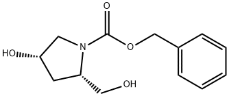 (2S)-2α-(ヒドロキシメチル)-4α-ヒドロキシピロリジン-1-カルボン酸ベンジル 化学構造式