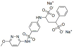 disodium 1-[[4-[[(6-methoxypyridazin-3-yl)amino]sulphonyl]phenyl]amino]-3-phenylpropane-1,3-disulphonate Structure