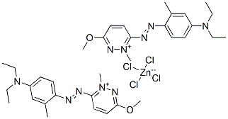 bis[6-[[4-(diethylamino)-o-tolyl]azo]-3-methoxy-1-methylpyridazinium] tetrachlorozincate(2-) 化学構造式