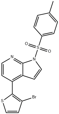 4-(3-溴噻吩-2-基)-1-甲苯磺酰基-1H-吡咯并[2,3-B]吡啶,942920-42-5,结构式