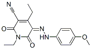 3-Pyridinecarbonitrile,  1,4-diethyl-1,2,5,6-tetrahydro-5-[2-(4-methoxyphenyl)hydrazinylidene]-2,6-dioxo- Structure