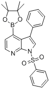 1H-PYRROLO[2,3-B]PYRIDINE, 3-PHENYL-1-(PHENYLSULFONYL)-4-(4,4,5,5-TETRAMETHYL-1,3,2-DIOXABOROLAN-2-YL)- 结构式