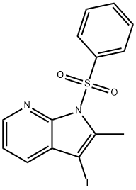 1H-Pyrrolo[2,3-b]pyridine, 3-iodo-2-Methyl-1-(phenylsulfonyl)- Struktur