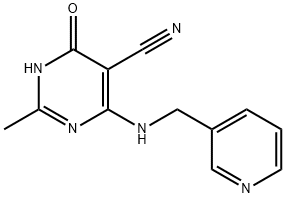 1,4-ジヒドロ-2-メチル-4-オキソ-6-[(3-ピリジルメチル)アミノ]-5-ピリミジンカルボニトリル 化学構造式