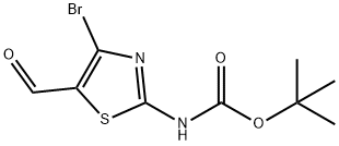 (4-溴-5-甲酰基噻唑-2-基)氨基甲酸叔丁酯,944805-17-8,结构式