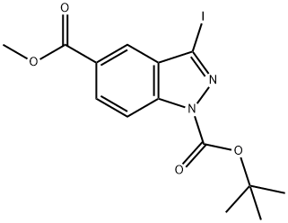 1-tert-butyl 5-Methyl 3-iodo-1H-indazole-1,5-dicarboxylate Structure