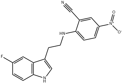 2-{[2-(5-fluoro-1H-indol-3-yl)ethyl]amino}-5-nitrobenzonitrile Struktur