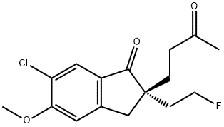 1H-Inden-1-one, 6-chloro-2-(2-fluoroethyl)-2,3-dihydro-5-Methoxy-2-(3-oxobutyl)-, (2S)- Structure