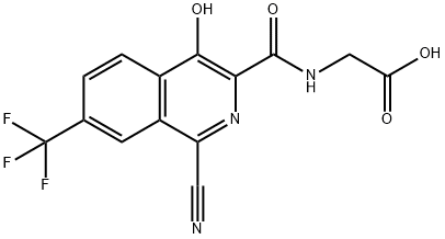 Glycine,  N-[[1-cyano-4-hydroxy-7-(trifluoromethyl)-3-isoquinolinyl]carbonyl]- 结构式