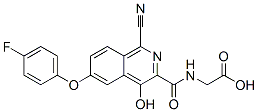 Glycine,  N-[[1-cyano-6-(4-fluorophenoxy)-4-hydroxy-3-isoquinolinyl]carbonyl]- Structure