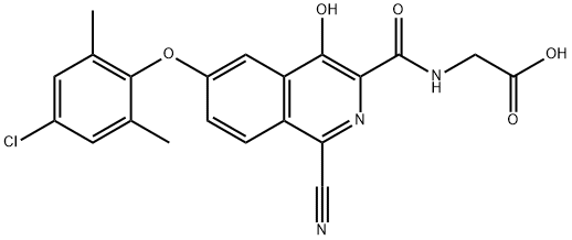 Glycine,  N-[[6-(4-chloro-2,6-dimethylphenoxy)-1-cyano-4-hydroxy-3-isoquinolinyl]carbonyl]- Structure