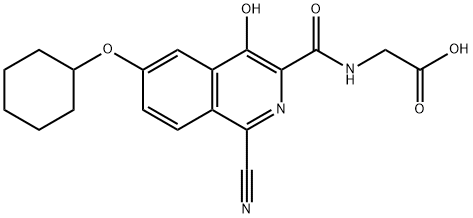 Glycine,  N-[[1-cyano-6-(cyclohexyloxy)-4-hydroxy-3-isoquinolinyl]carbonyl]- Structure