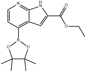 1H-PYRROLO[2,3-B]PYRIDINE-2-CARBOXYLIC ACID, 4-(4,4,5,5-TETRAMETHYL-1,3,2-DIOXABOROLAN-2-YL)-, ETHYL ESTER 化学構造式