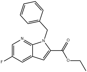1H-Pyrrolo[2,3-b]pyridine-2-carboxylic acid, 5-fluoro-1-(phenylMethyl)-, ethyl ester Structure