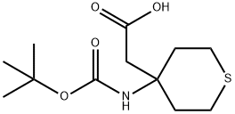 (4-BOC-氨基四氢噻喃-4-基)乙酸 结构式