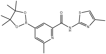 2-PYRIDINECARBOXAMIDE, 6-METHYL-N-(4-METHYL-2-THIAZOLYL)-4-(4,4,5,5-TETRAMETHYL-1,3,2-DIOXABOROLAN-2-YL)-, 947179-28-4, 结构式