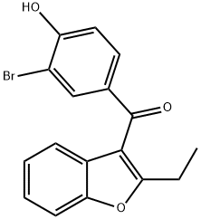 (3-溴-4-羟苯基)(2-乙基-3-苯并呋喃基)-甲酮 结构式