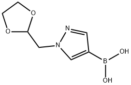 1-[1,3]-Dioxolan-2-ylmethyl-1H-pyrazole-4-boronic acid Structure