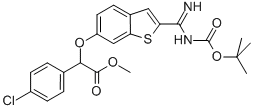 Benzeneacetic acid, 4-chloro-a-[[2-[[[(1,1-dimethylethoxy)carbonyl]amino]iminomethyl]benzo[b]thien-6-yl]oxy]-, methyl ester Structure