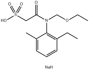 Acetochlor  ethanesulfonic  acid  sodium  salt,  2-[(Ethoxymethyl)(2-ethyl-6-methylphenyl)  amino]-2-oxo-ethanesulfonic  acid  sodium  salt Struktur