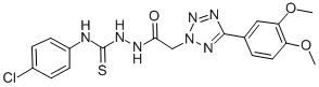 2H-Tetrazole-2-acetic acid, 5-(3,4-dimethoxyphenyl)-, 2-(((4-chlorophe nyl)amino)thioxomethyl)hydrazide 结构式